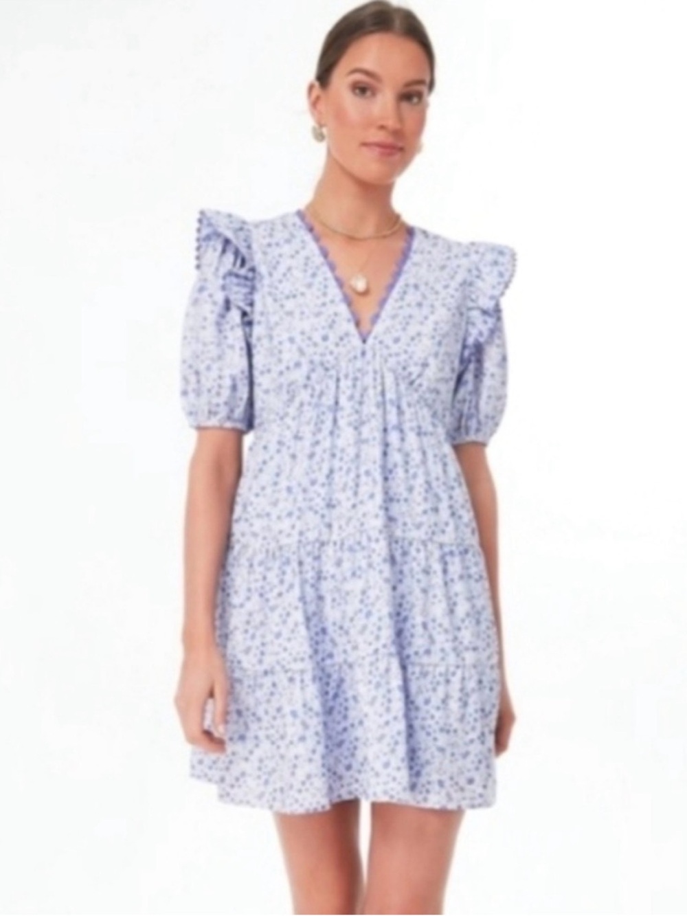 Tuckernuck Hyacinth House Leonie Mini in Lilac Floral Ric Rac Dress Sz M NEW